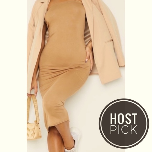 PrettyLittleThing Dresses & Skirts - PrettyLittleThing Basic Camel Bandeau Midaxi Dress